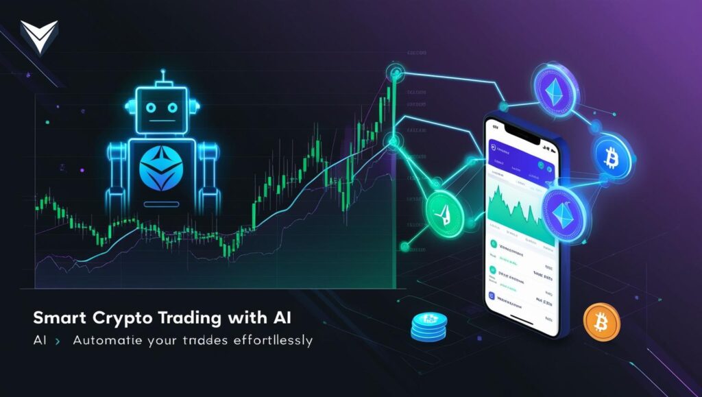 A graphic showing AI-driven bots making trades automatically.