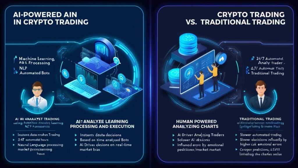 comparison table or an image showing AI-driven trading versus traditional trading.