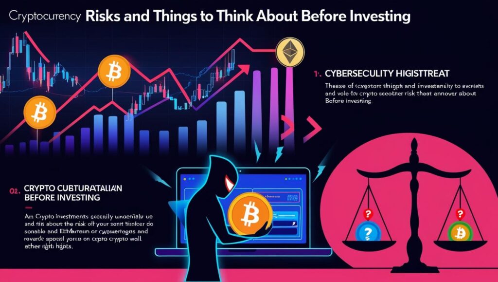 A rollercoaster with Bitcoin and Ethereum coins riding up and down, visually representing the volatility of the cryptocurrency market.