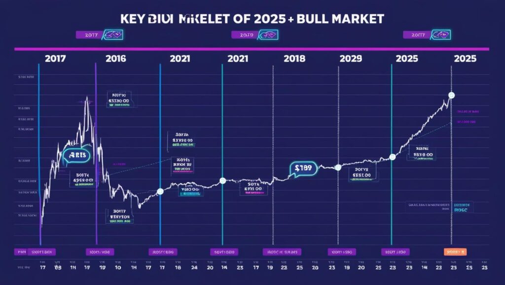 Image showing a timeline of past bull markets (2017, 2021, and projected 2025).